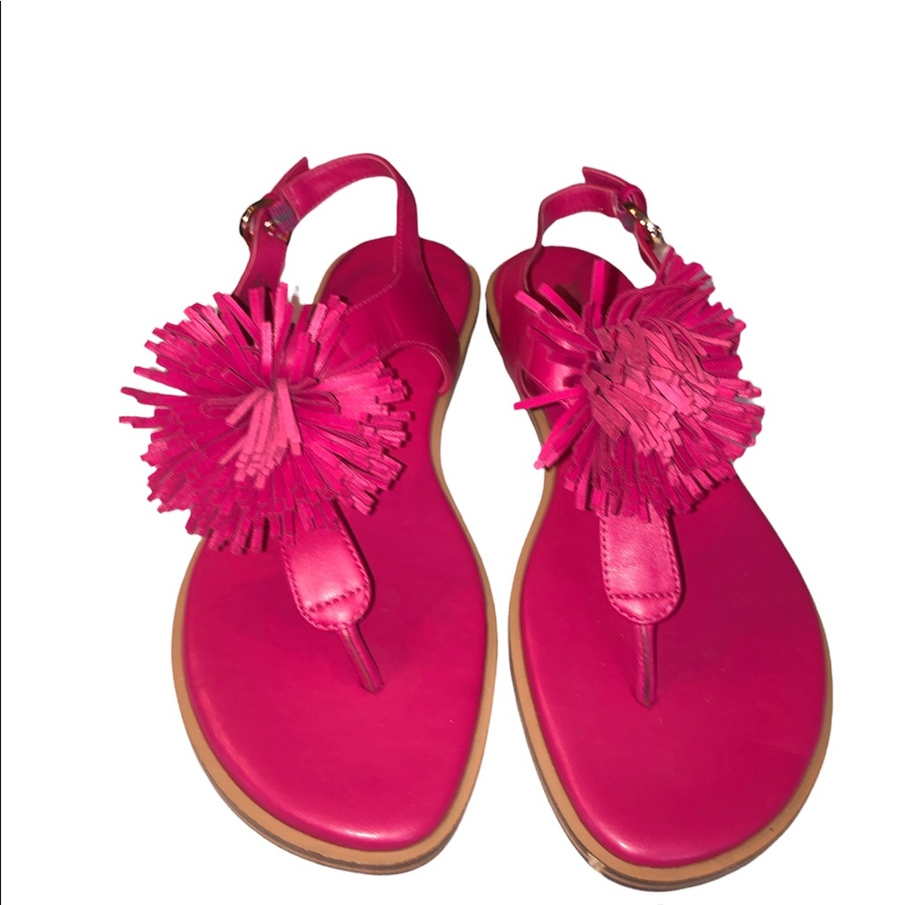 Michael Kors Pink Sandals with Pom-Pom Detail